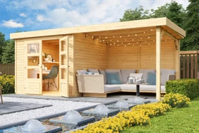 Karibu Askola 3.5 Gartenhaus inkl. Anbau 2.8m + Rückwand natur