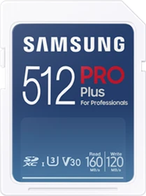 Samsung PRO Plus for Professionals R160/W120 512GB, UHS-I U3, Class 10