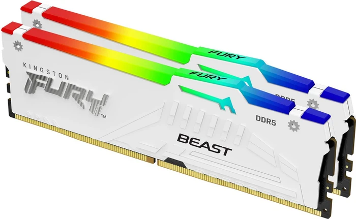 Kingston FURY Beast RGB weiß UDIMM 64GB Kit, DDR5-6000, CL30-36-36, 2RX8