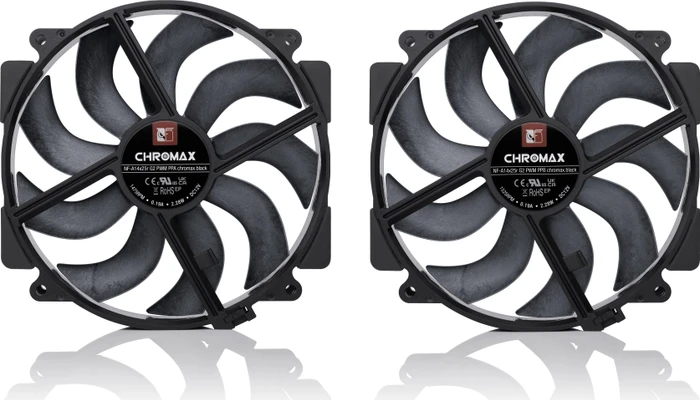Noctua NF-A14x25r G2 PWM Sx2-PP chromax.black, 140mm, 2er-Pack