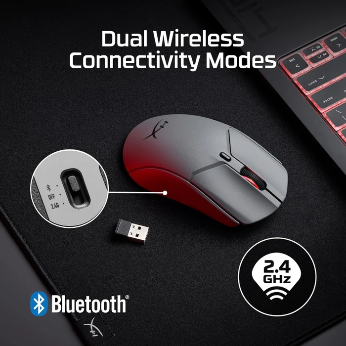 HP HyperX Pulsefire Haste 2 Pro 4K Wireless grau, USB/Bluetooth
