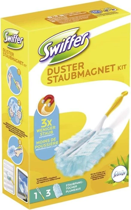 Swiffer Staubmagnet mit Febrezduft Staubwischer-Set (Griff + 3 Tücher)