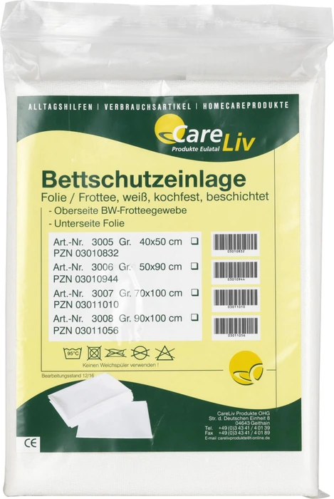 CareLiv Folie/Frottee Bettschutzeinlage, 50x90cm, 1 Stück