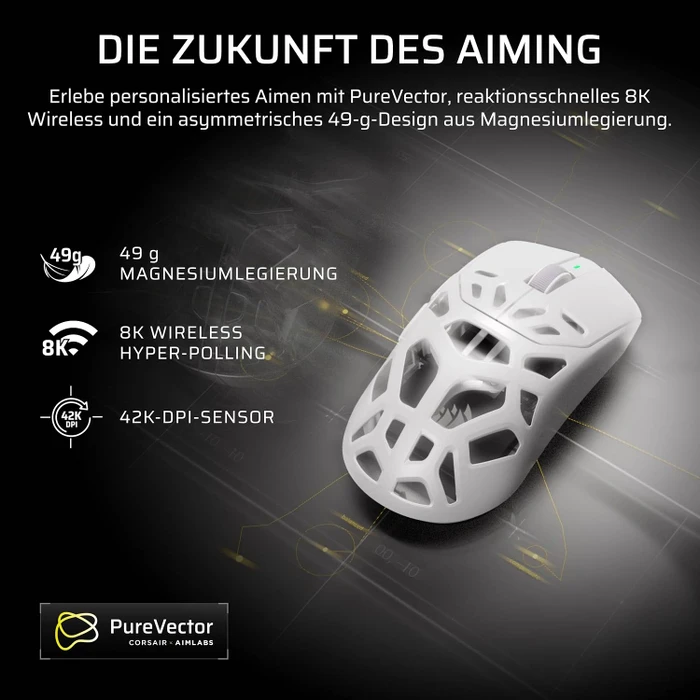 Corsair Sabre v3 Pro PureVector MG Ultralight Wireless, Magnesium, weiß, USB