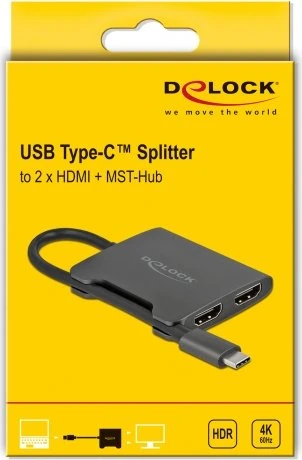 DeLOCK USB-C auf 2x HDMI 4K 60Hz Splitter, USB-C [Stecker]