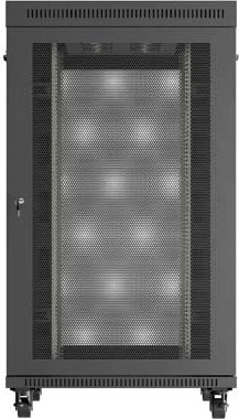Lanberg 19" Rackschrank 27HE, LCD, freistehend, Flat Pack, V2, Gitternetztür, IP20, RAL 9004, 1000mm tief