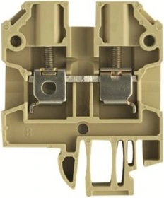 Weidmüller SAK 2.5 Durchgangs-Reihenklemme, Schraubanschluss, beige/gelb, 2.5 mm², 24 A, 800 V, Anzahl Anschlüsse: 2