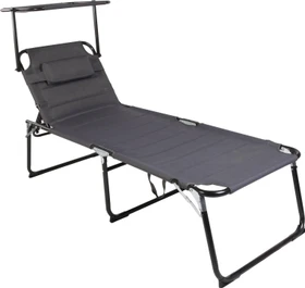 Linder Alu-Sonnenliege XXL mit Sonnendach gepolstert Gartenliege anthrazit