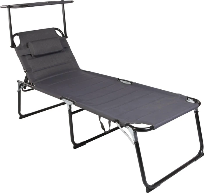 Linder Alu-Sonnenliege XXL mit Sonnendach gepolstert Gartenliege anthrazit