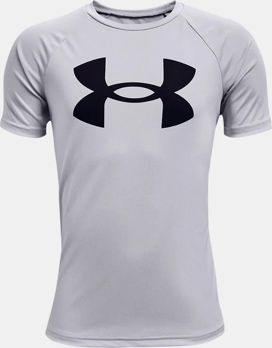 Under Armour Tech Big Logo Funktionsshirt kurzarm mod gray light heather/black (Junior)