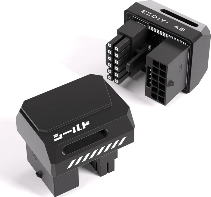 EZDIY-FAB 12V-2x6 Winkeladapter 180°, Variante STD, Sense-Pins an der Oberseite, schwarz