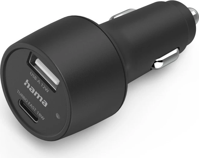 Hama Kfz-Ladegerät USB-A/USB-C 30W schwarz