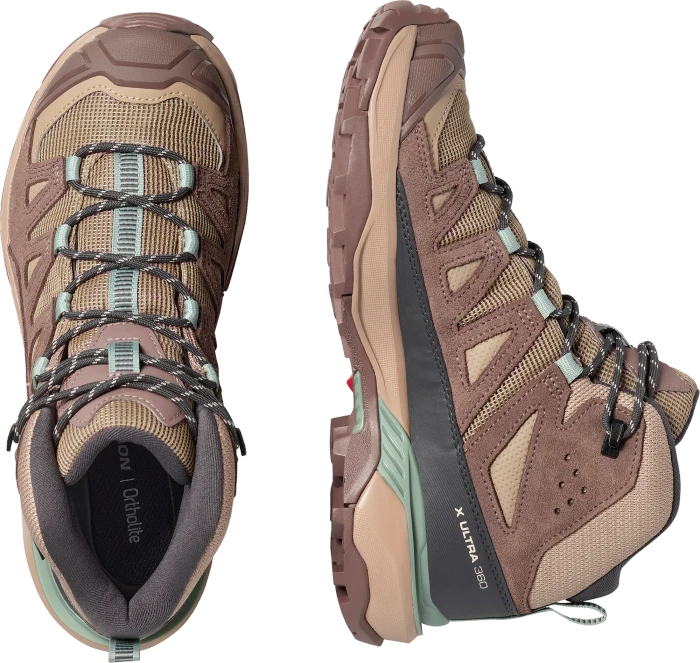 Salomon X Ultra 360 Leather Mid GTX desert tan/iron/green milieu (Damen)
