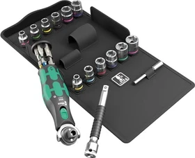 Wera 8009 Zyklop Pocket Set 4 Bitset/Steckschlüsselsatz zöllig inkl. Tasche, 27-tlg.