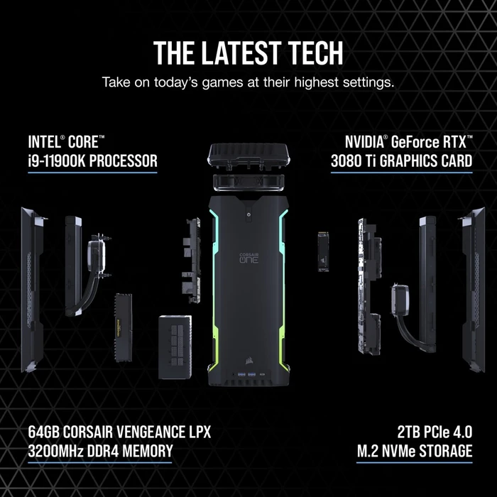 Corsair ONE i200 LE, Core i9-11900K, 64GB RAM, 2TB SSD, GeForce RTX 3080 Ti