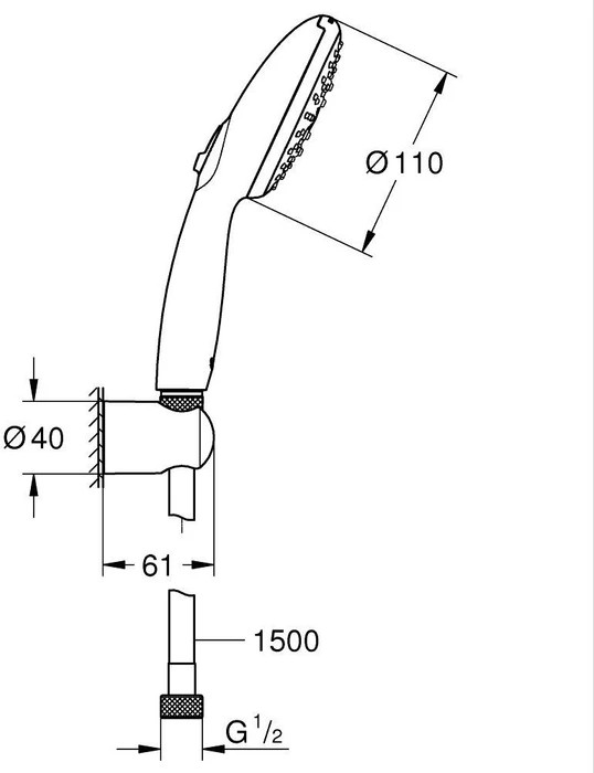 Grohe Tempesta 110 Wandhalterset 3 Strahlarten chrom