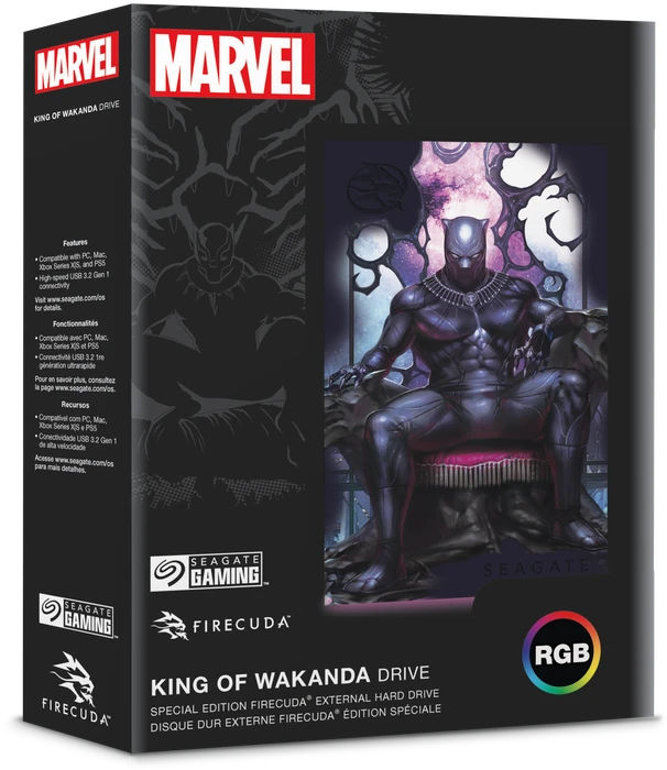 Seagate FireCuda Gaming HDD - King of Wakanda Special Edition, 2TB, +Rescue, USB 3.0 Micro-B