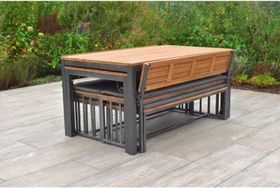 Merxx Milos Gartenmöbel-Set natur/grau,   6-tlg.