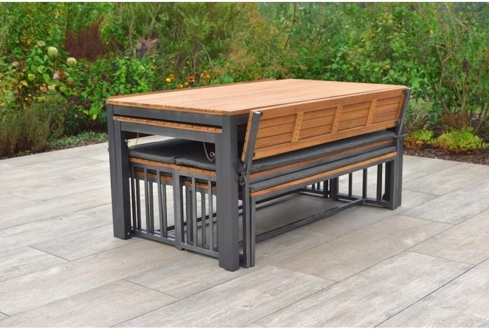 Merxx Milos Gartenmöbel-Set natur/grau, 6-tlg.