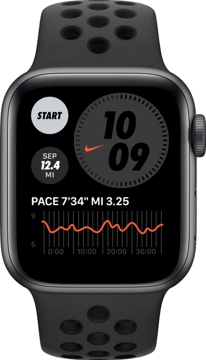 Apple Watch Nike Series 6 (GPS) 40mm Aluminium space grau mit Sportarmband anthrazit/schwarz