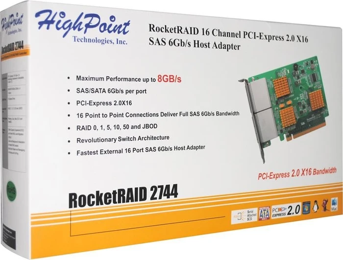 HighPoint RocketRAID 2744, PCIe 2.0 x16