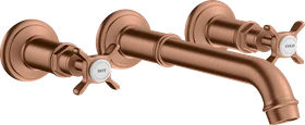 Hansgrohe Axor Montreux 3-Loch Waschtischarmatur für Wandmontage und Kreuzgriffen brushed red gold