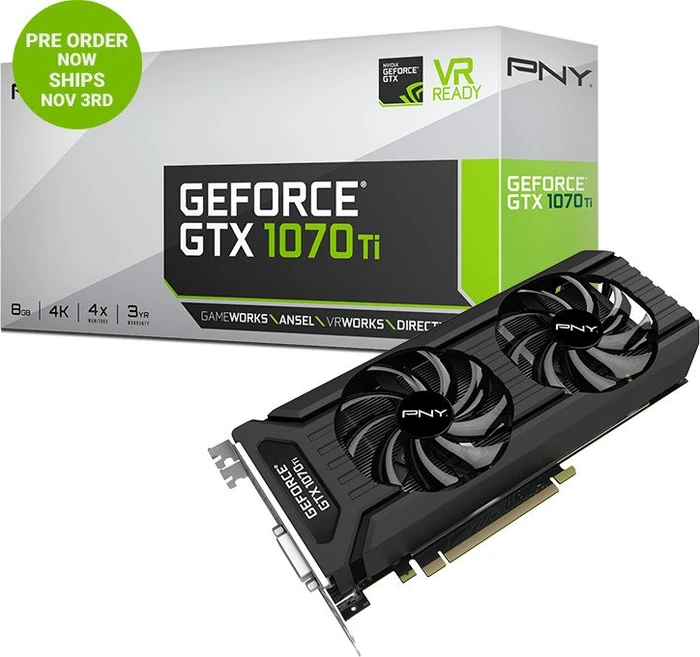 PNY GeForce GTX 1070 Ti, 8GB GDDR5, DVI, HDMI, 3x DP