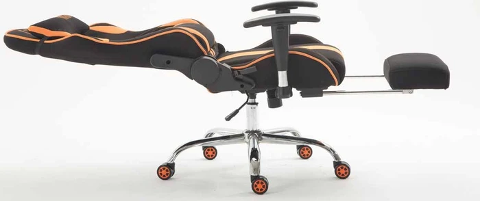 CLP Racing Limit Stoff Gamingstuhl mit Fußstütze, schwarz/orange