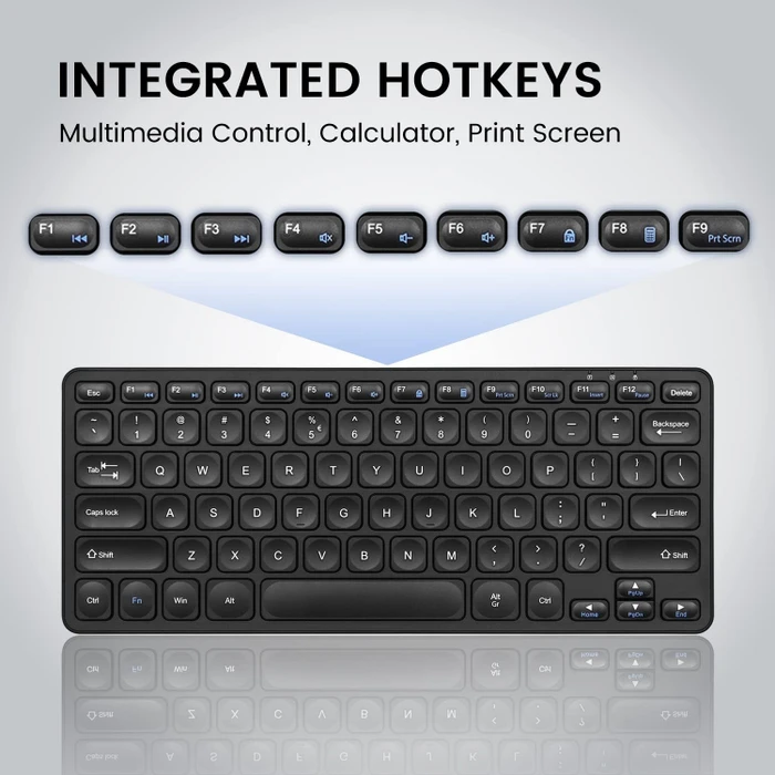 Perixx Periboard-416 Mini Keyboard, schwarz, LEDs weiß, USB & USB-C, US