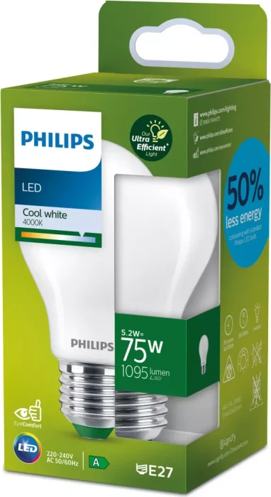 Philips LED CLA 75W A60 E27 FR UE SRT4 5.2W/840