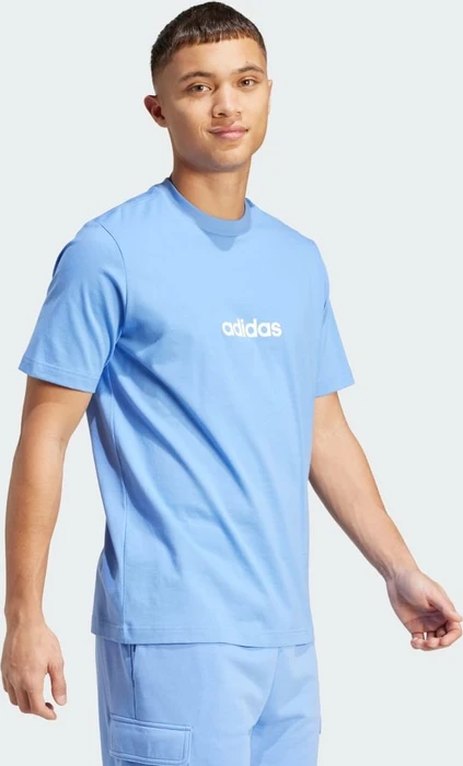 adidas Essentials Linear Single Jersey T-Shirt kurzarm blue fusion/white (Herren)