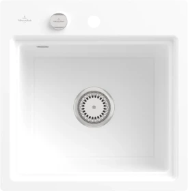 Villeroy & Boch Subway Style 50 S flat flächenbündig Becken mittig mit Ablauffernbedienung snow white