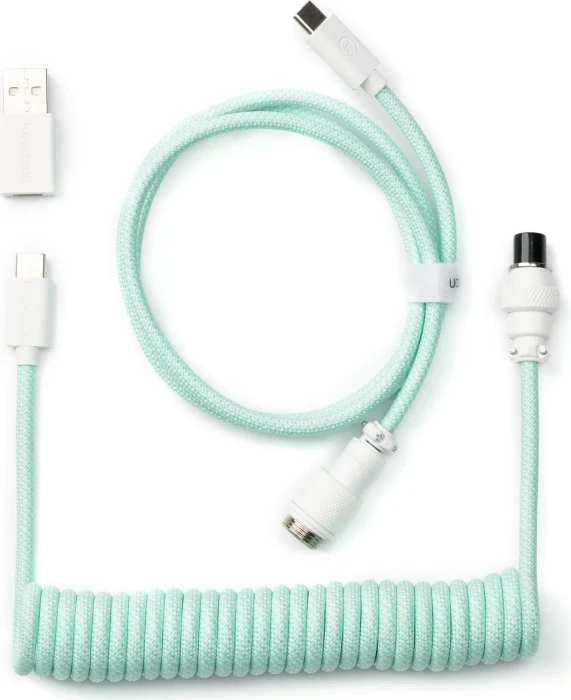 Keychron Coiled Aviator Cable, Tastaturkabel (Spiral-Textilkabel), 1.36m, türkis
