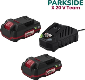 Parkside PAP 20 B1/PLG 20 C1 Starterset 20V, 2.0Ah, Li-Ionen, 2 Akkus [4.0Ah] [80Wh]