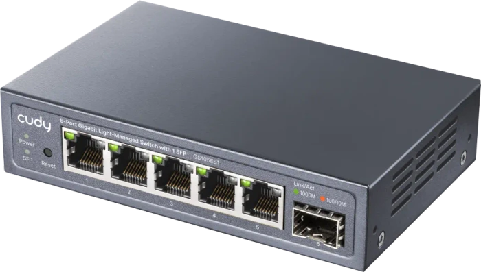 Cudy Desktop Gigabit Smart Switch, 5x RJ-45, 1x SFP