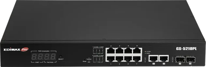 Edimax Pro GS-50 Desktop Gigabit Smart Switch, 10x RJ-45, 2x SFP, 110W PoE+