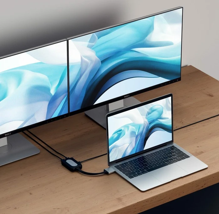 Satechi 4K 60Hz 2x USB-C auf Dual HDMI Adapter, silver