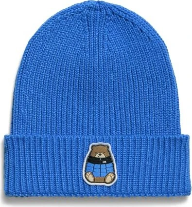 The North Face Box Logo Cuff Beanie active blue/nuptse bear patch (Junior)