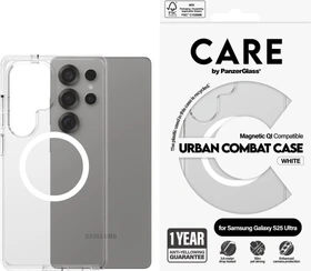 PanzerGlass Care Flagship Case Urban Combat Magnetic Qi für Samsung Galaxy S25 Ultra transparent/weiß
