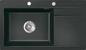 systemceram Stema 86 SL Einbau Becken links mit Ablauffernbedienung nigra