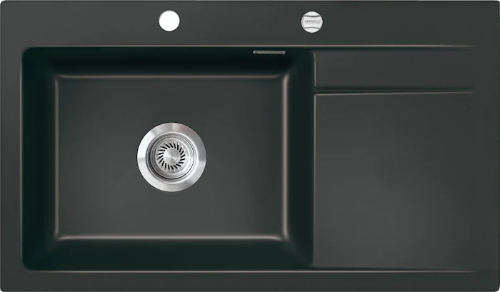 systemceram Stema 86 SL Einbau Becken links mit Ablauffernbedienung nigra