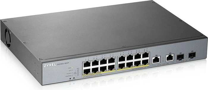 Zyxel GS1350 Desktop Gigabit Smart Switch, 16x RJ-45, 2x RJ-45/SFP, 250W PoE+