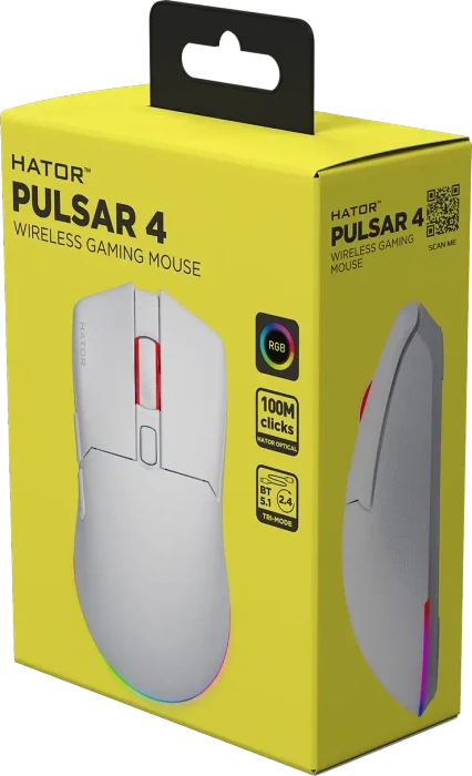Hator Pulsar 4 Wireless Gaming Mouse weiß, USB/Bluetooth