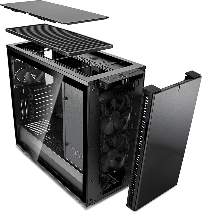 Fractal Design Define R6 USB-C Blackout TG, Glasfenster, schallgedämmt