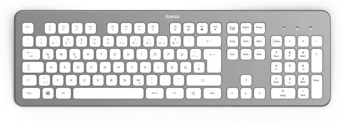 Hama KW-700 Wireless Slim-Design Tastatur, silber/weiß, USB, DE