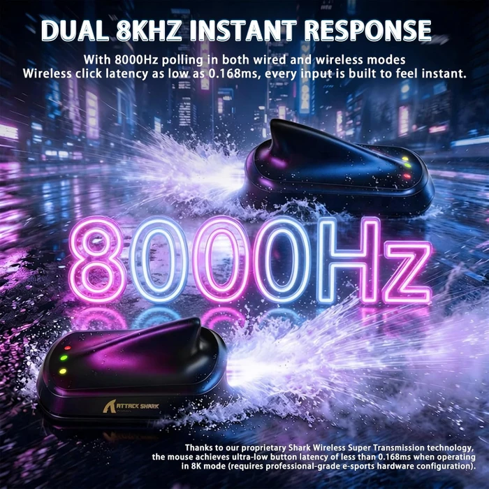 Attack Shark RS3 ULTRA Carbon Fiber 8KHz Wireless, Forged Black, USB/Bluetooth