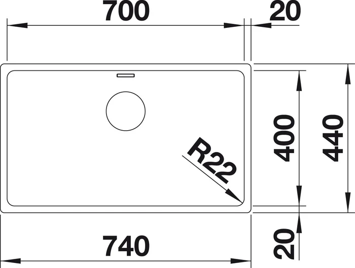 Blanco Andano 700-U InFino Unterbau Becken mittig edelstahl