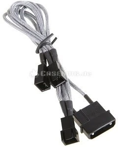 BitFenix Molex auf 3-Pin Adapter, sleeved, 20cm, silber
