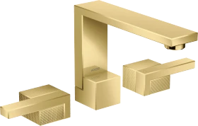 Hansgrohe AXOR Edge 3-Loch Waschtischarmatur 130 mit Push-Open Ablaufgarnitur diamantschliff polished goldoptik