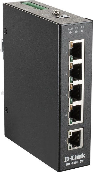 D-Link DIS-100E Industrial Railmount Switch, 5x RJ-45